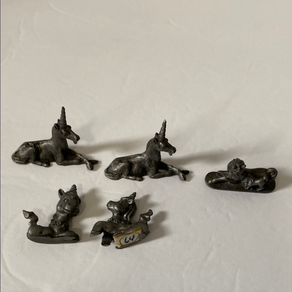 Lot of 5 2” Silver Pewter Unicorns
